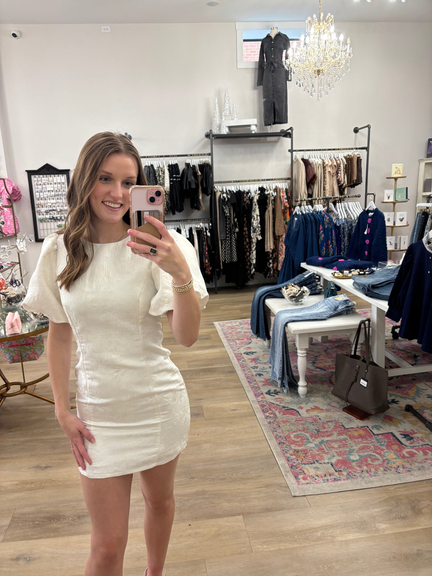 White Metallic Tapestry Fitted Mini Dress