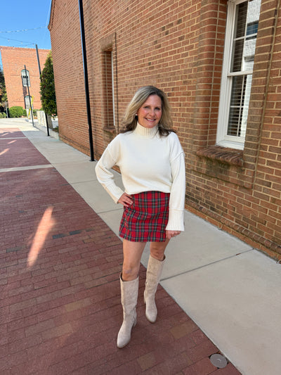 Red Plaid Wrap Skort