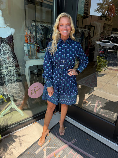 Maya Floral Foulard Blue Mini Dress