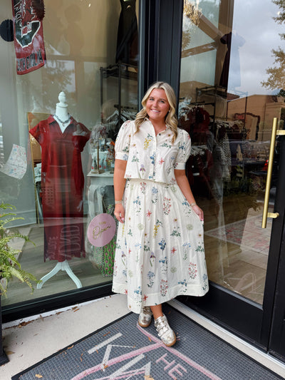 Floral Print Midi Skirt Set