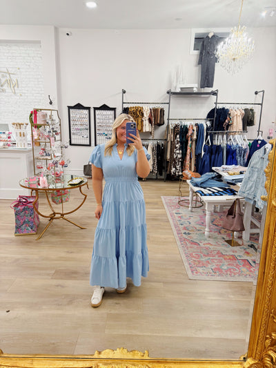 Light Blue Tiered Maxi Dress