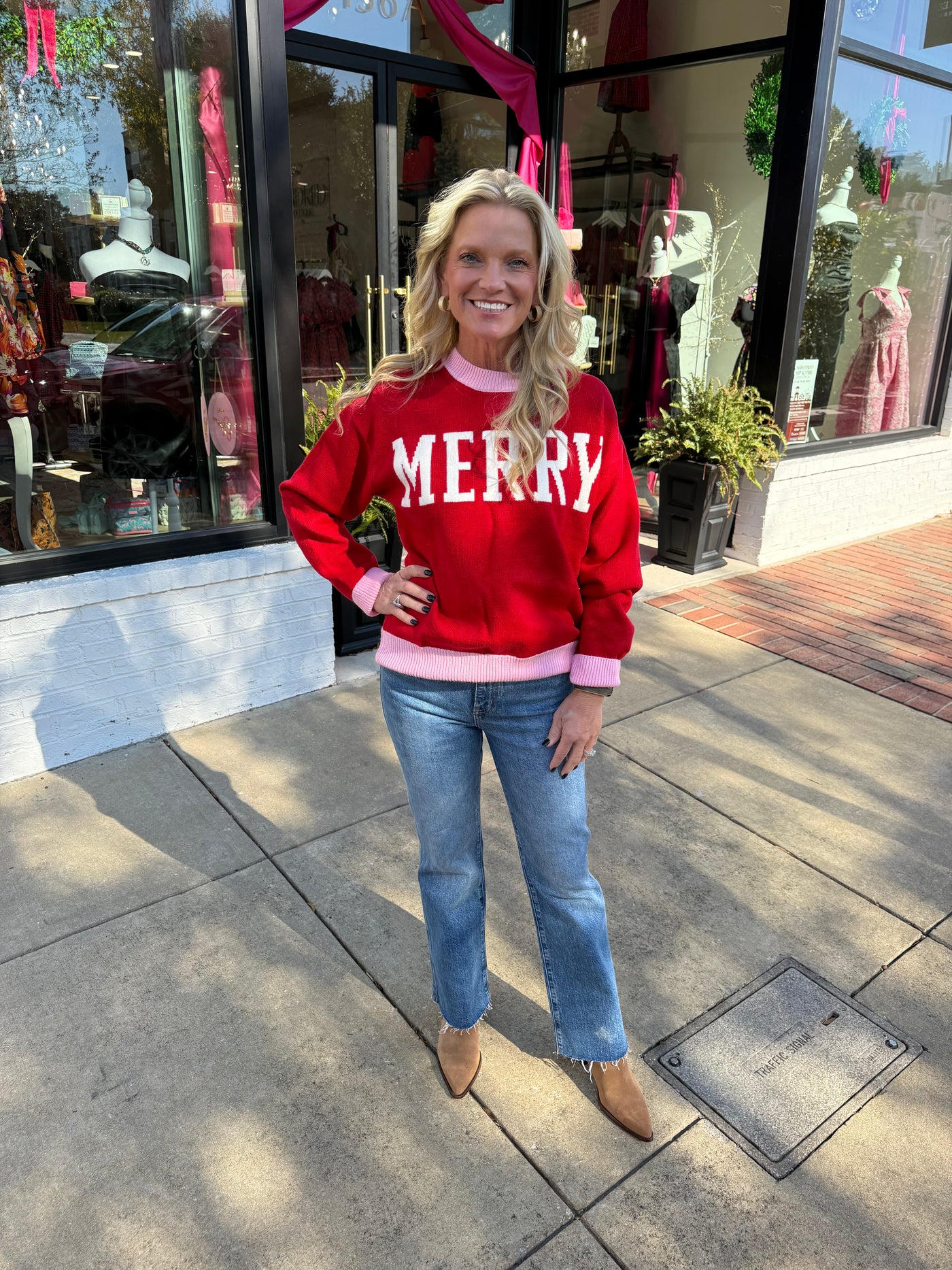 Red and Pink Merry Sweater