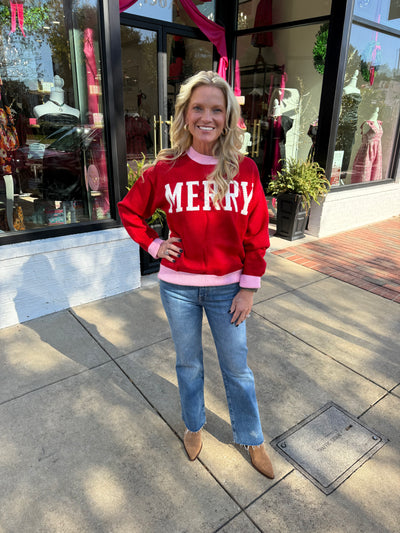 Red and Pink Merry Sweater