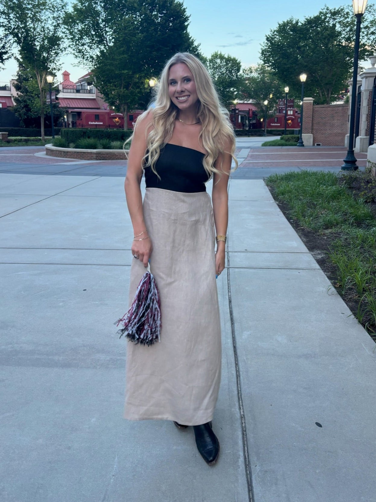 Black/Taupe Strapless Maxi Dress