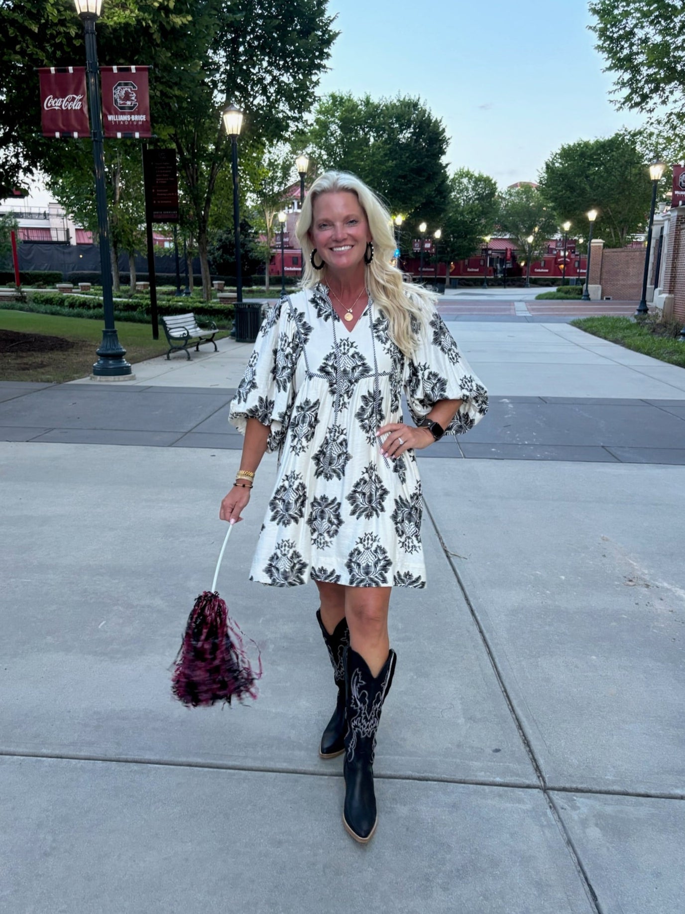 Black And White Flower Print Mini Dress
