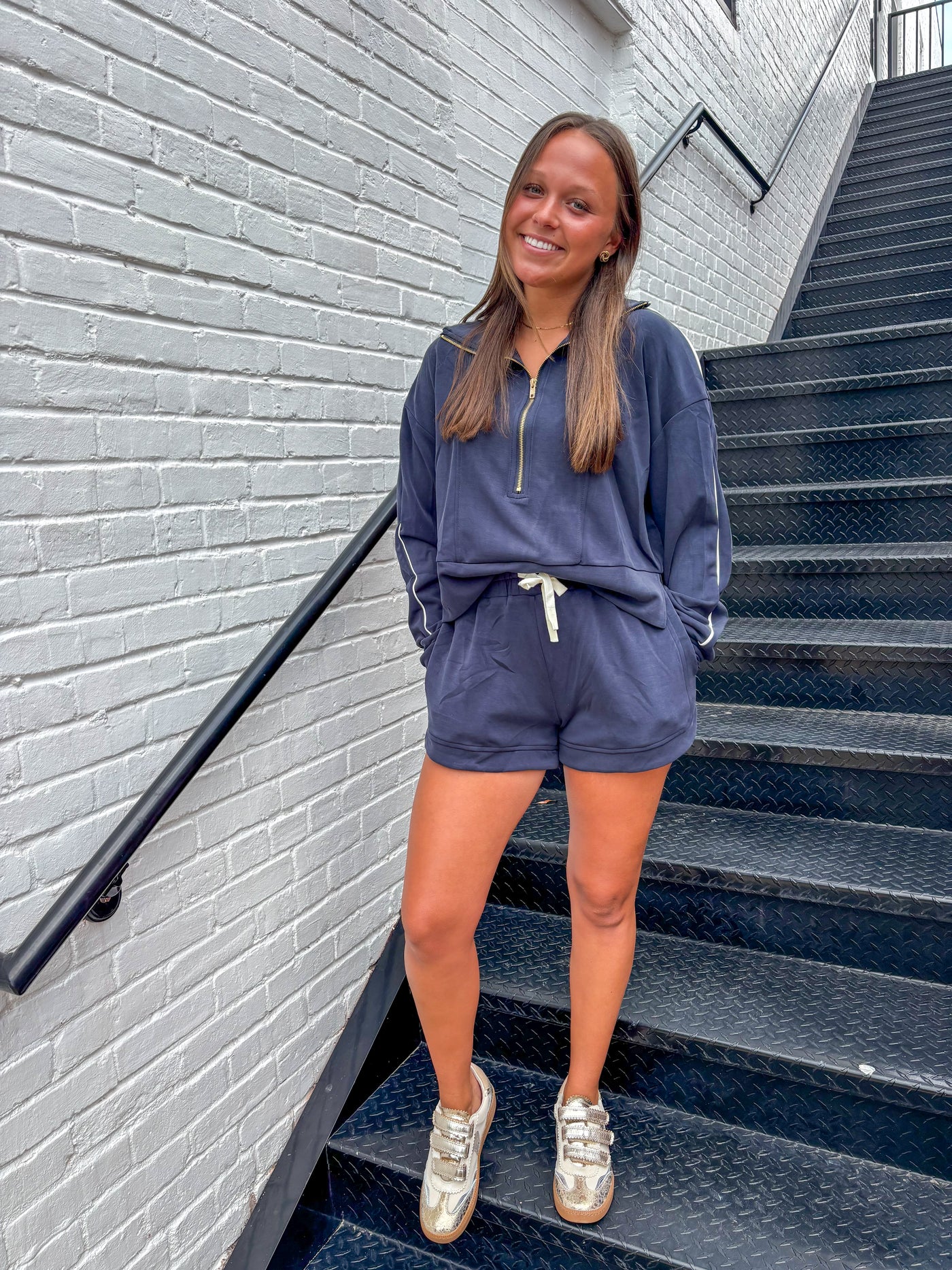 Navy Piped Detail Comfy Set