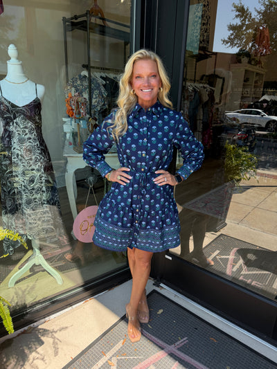 Maya Floral Foulard Blue Mini Dress