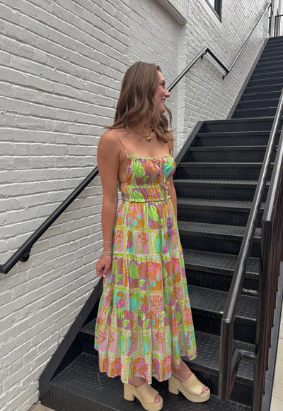 Tropical Mosaic Maxi Dress