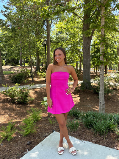 Strapless Tailored Bow Detail Mini Dress