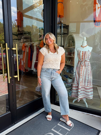 Kendra Crochet Top- Natural