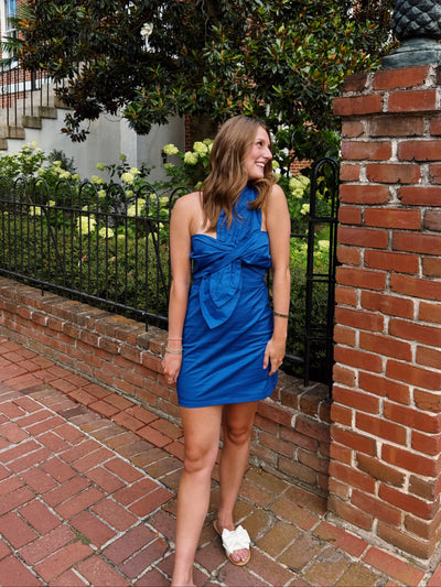 Royal Blue Knotted Flower Mini Dress