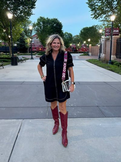 Black Zip Up Mini Dress