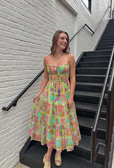 Tropical Mosaic Maxi Dress