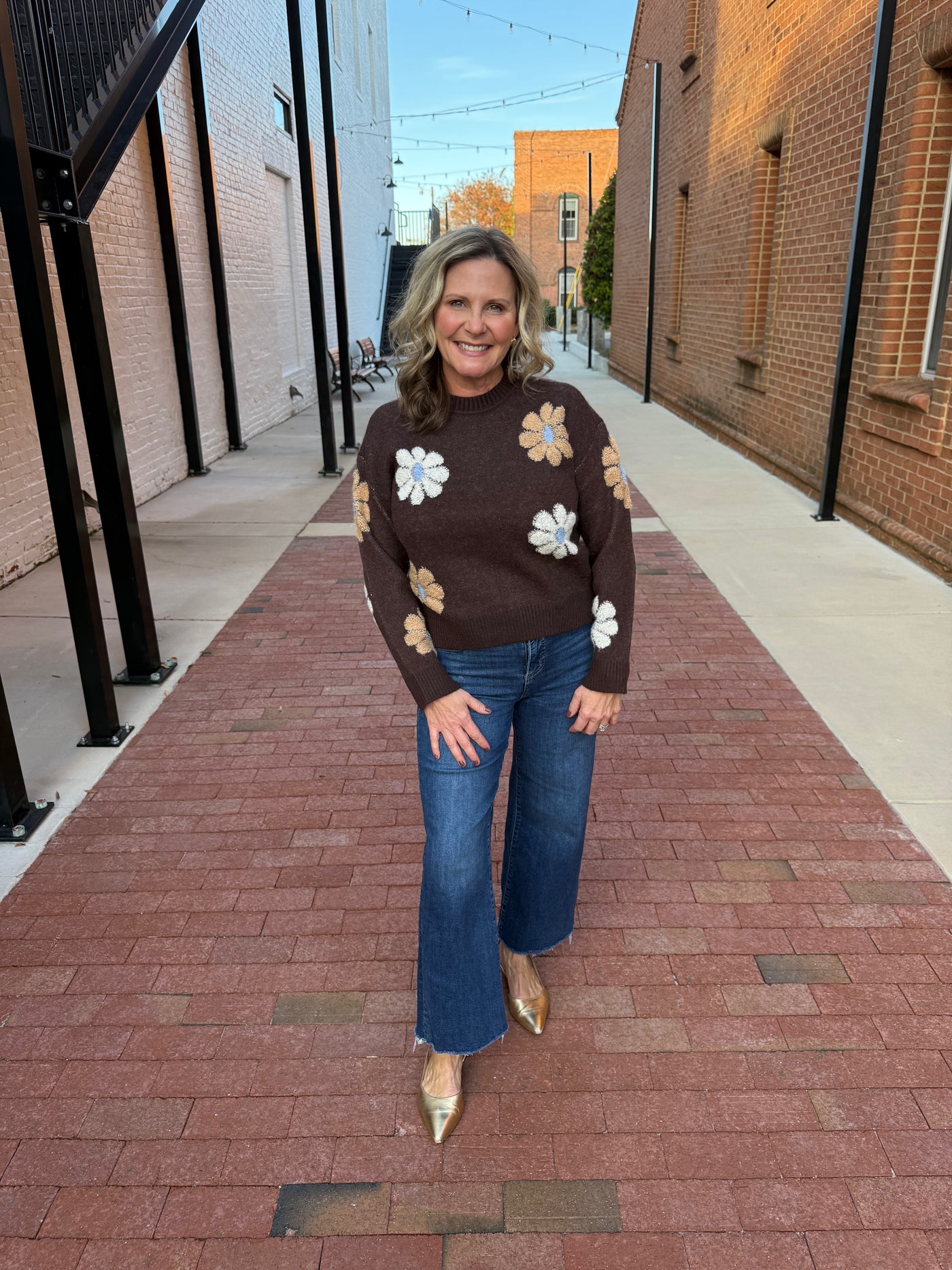 Brown Meadow Floral Sweater