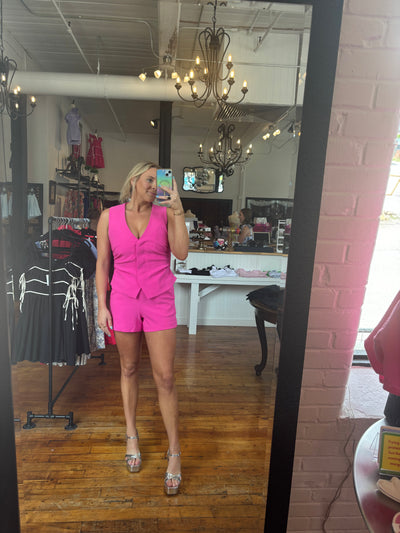 Hot Pink Ruched Sleeveless Vest