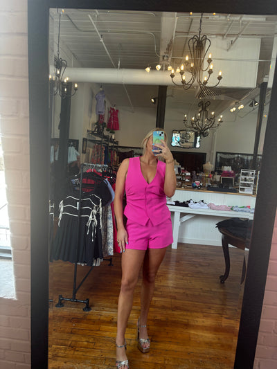 Hot Pink Ruched Sleeveless Vest