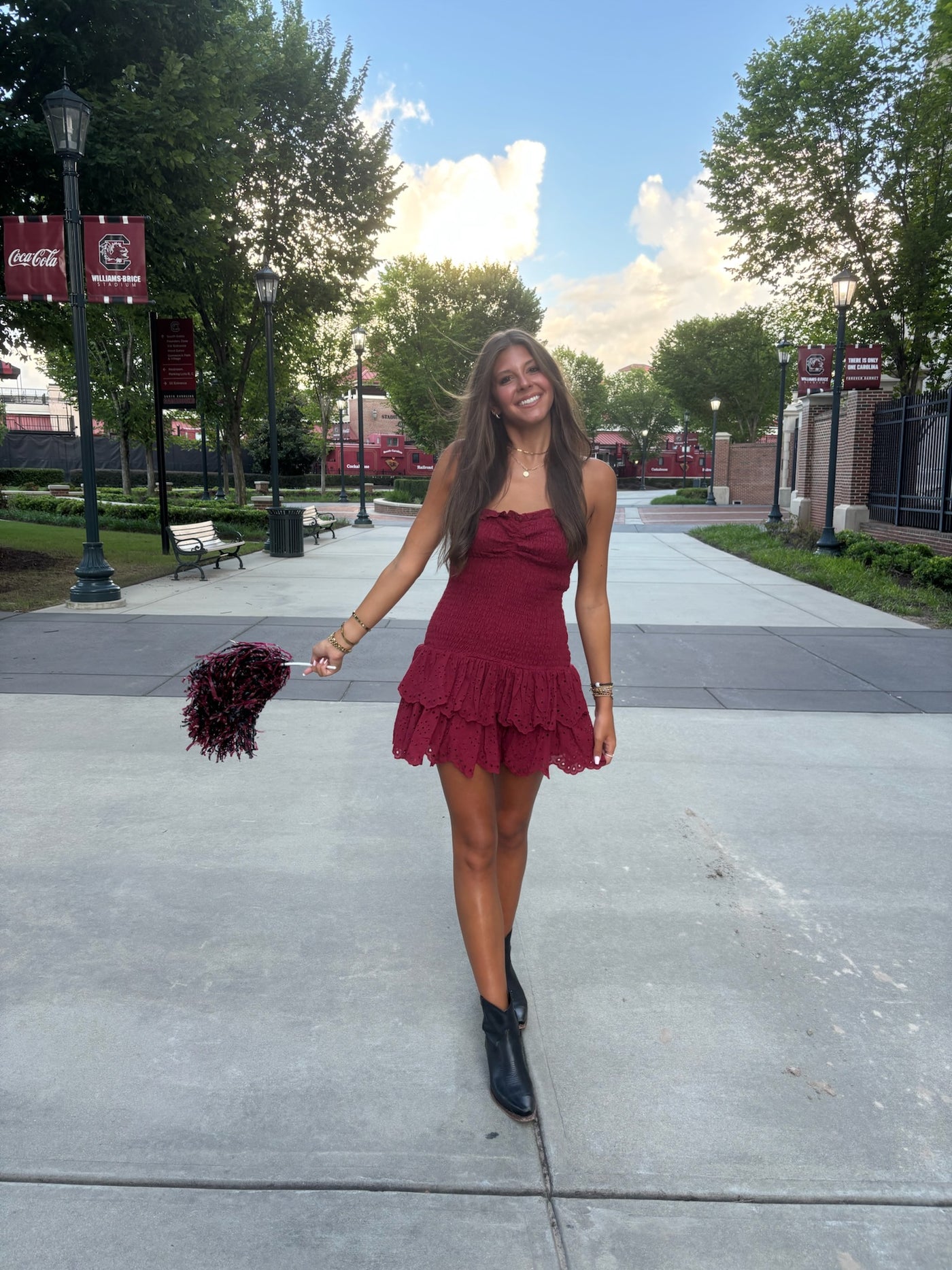 Strapless Smocked Ruffle Mini Dress