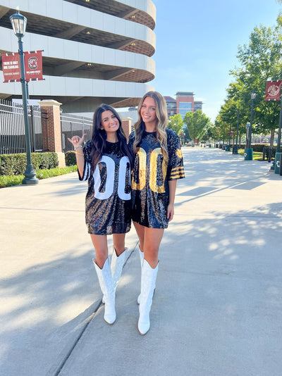 Sparkle Game Day Jersey- Black/Gold