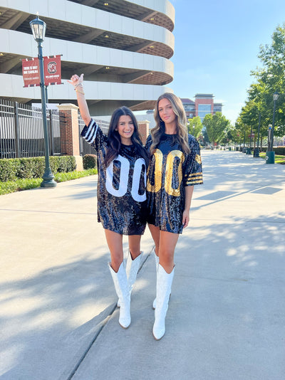Sparkle Game Day Jersey- Black/Gold