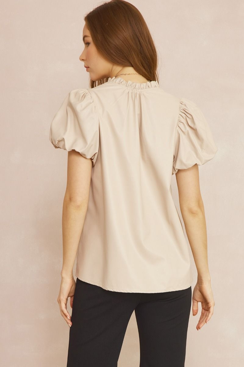 Almond Vegan Lather Puff Sleeve Top