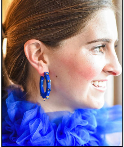 Indigo Blue City Girl Jewel Hoop Earring-Small