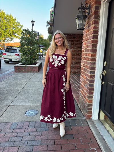 Floral Embroidered Midi Skirt Set