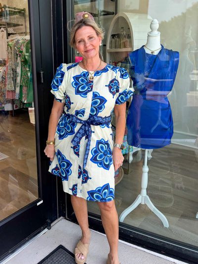 Skyla Geometric Florals Dress