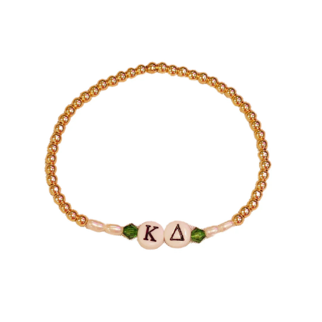 Stackable Sorority Beaded Bracelet-Kappa Delta - KD Green