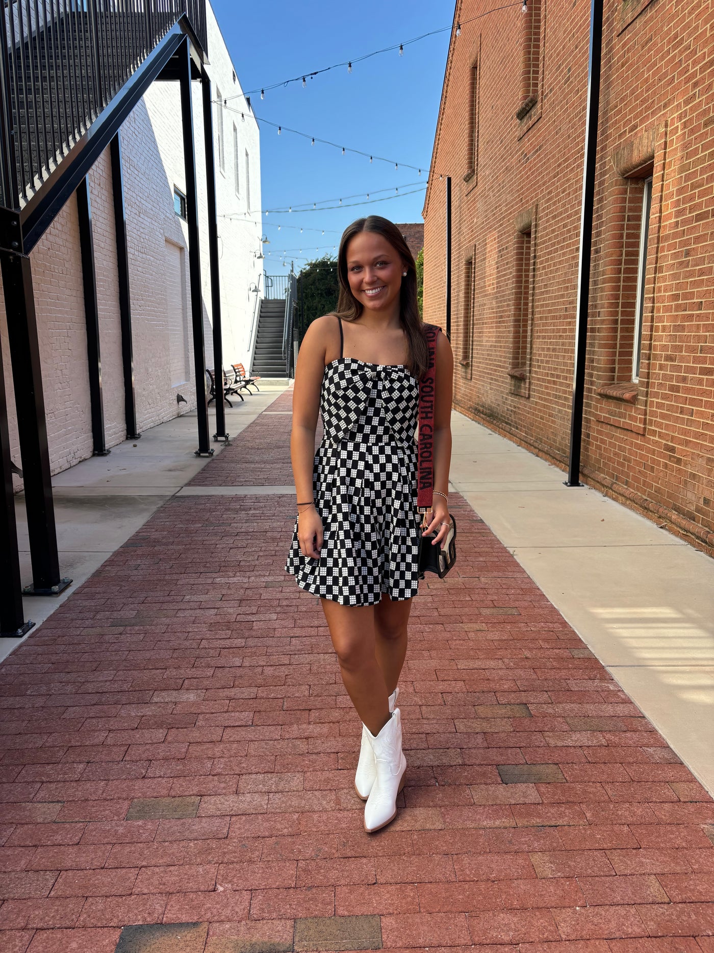 Midnight Weave Bow Mini Dress