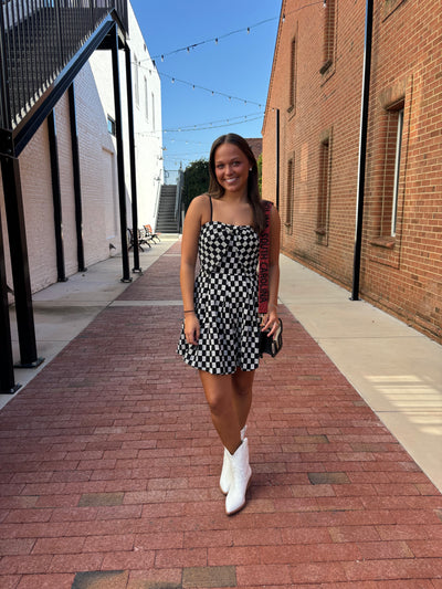 Midnight Weave Bow Mini Dress