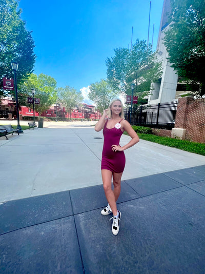 Fitted Tailgate Dress- Garnet