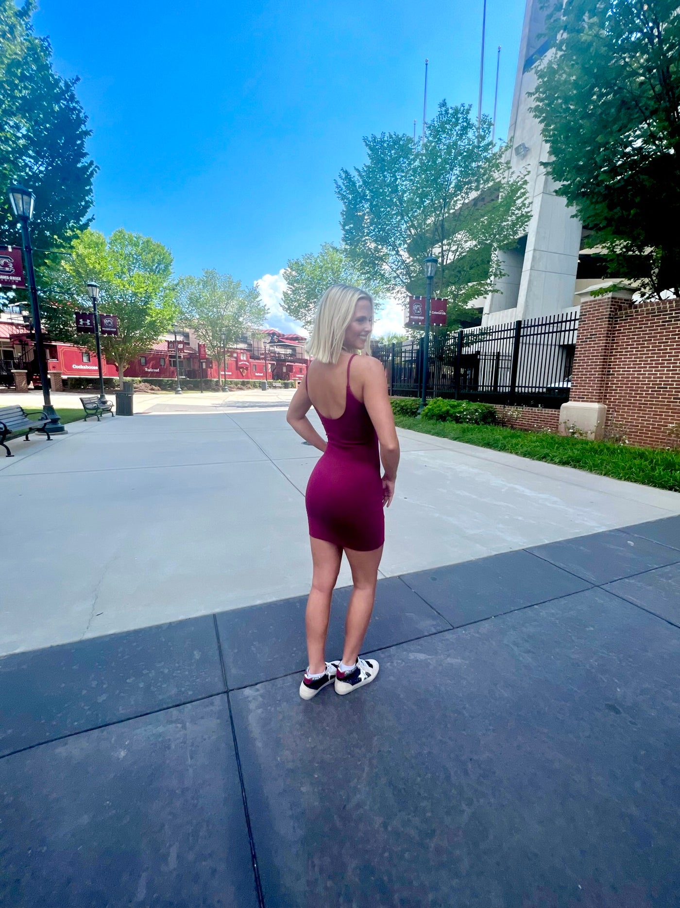 Fitted Tailgate Dress- Garnet