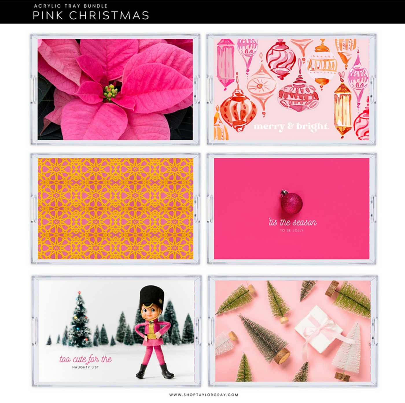 Acrylic Tray Inserts- Pink Christmas