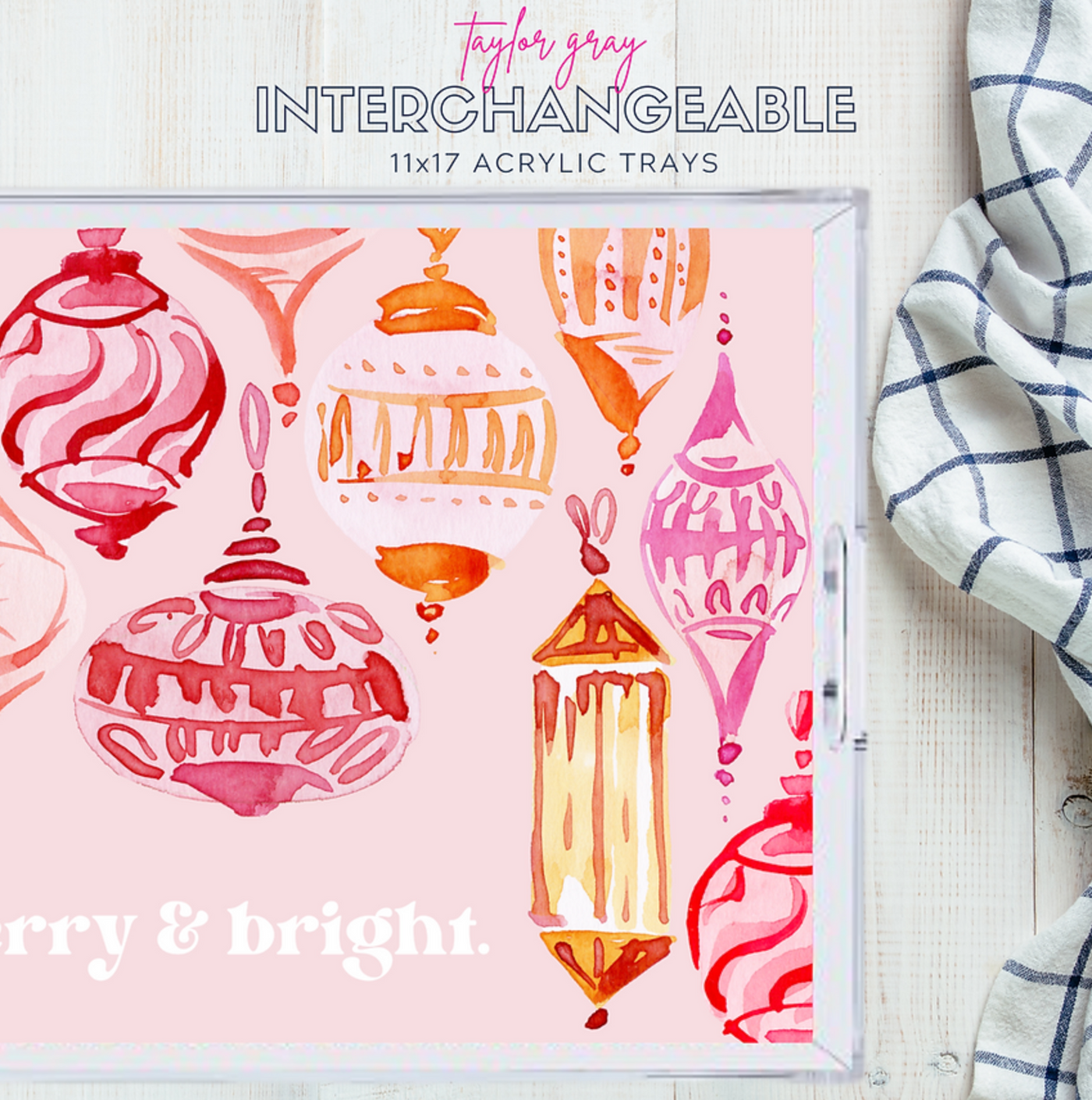 Acrylic Tray Inserts- Pink Christmas