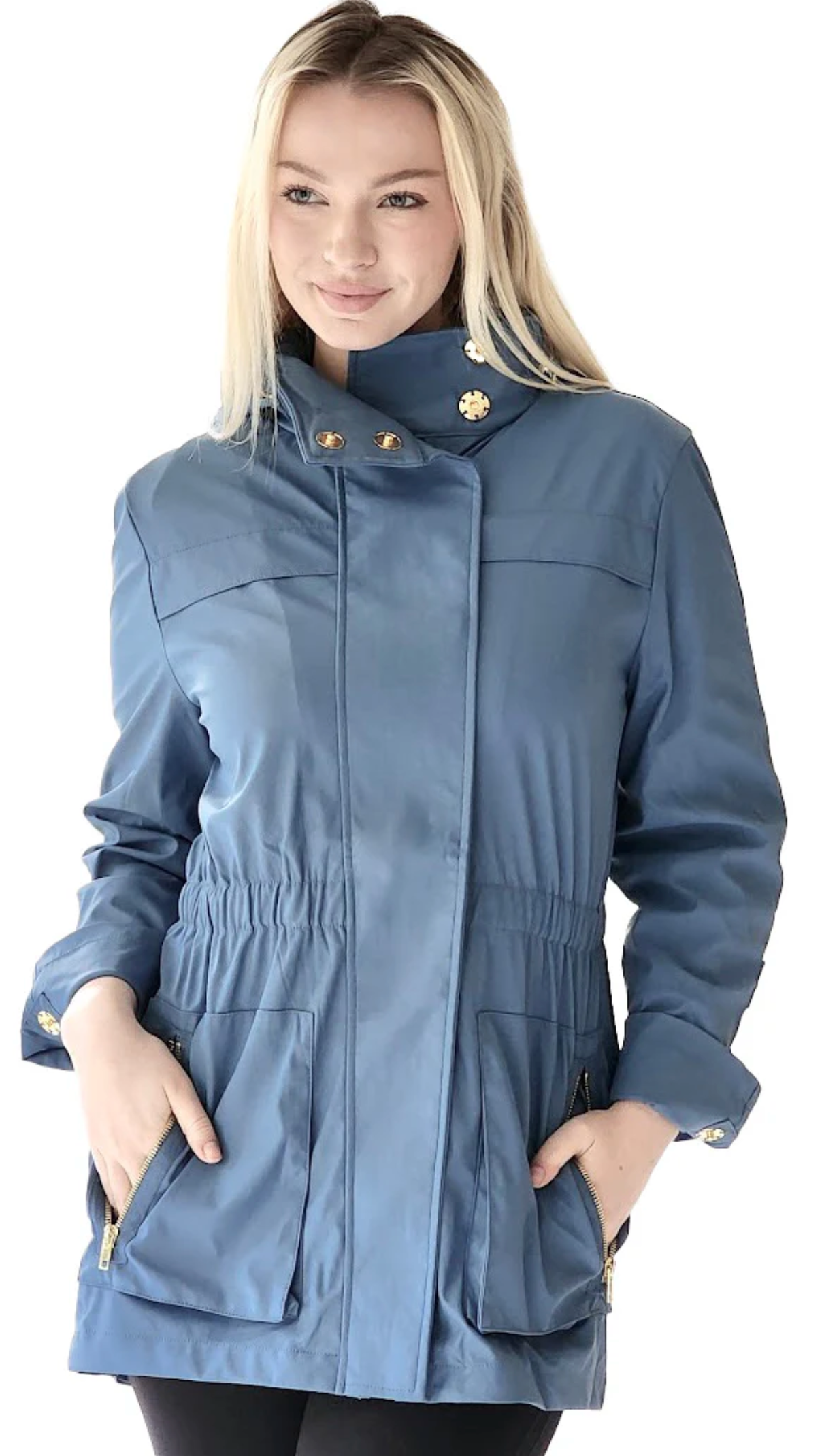 Tess Rain Jacket By Ciao Milano-French Blue