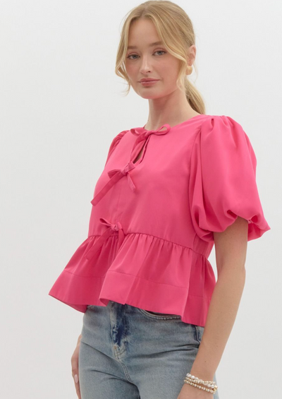 Pink Bow Party Top