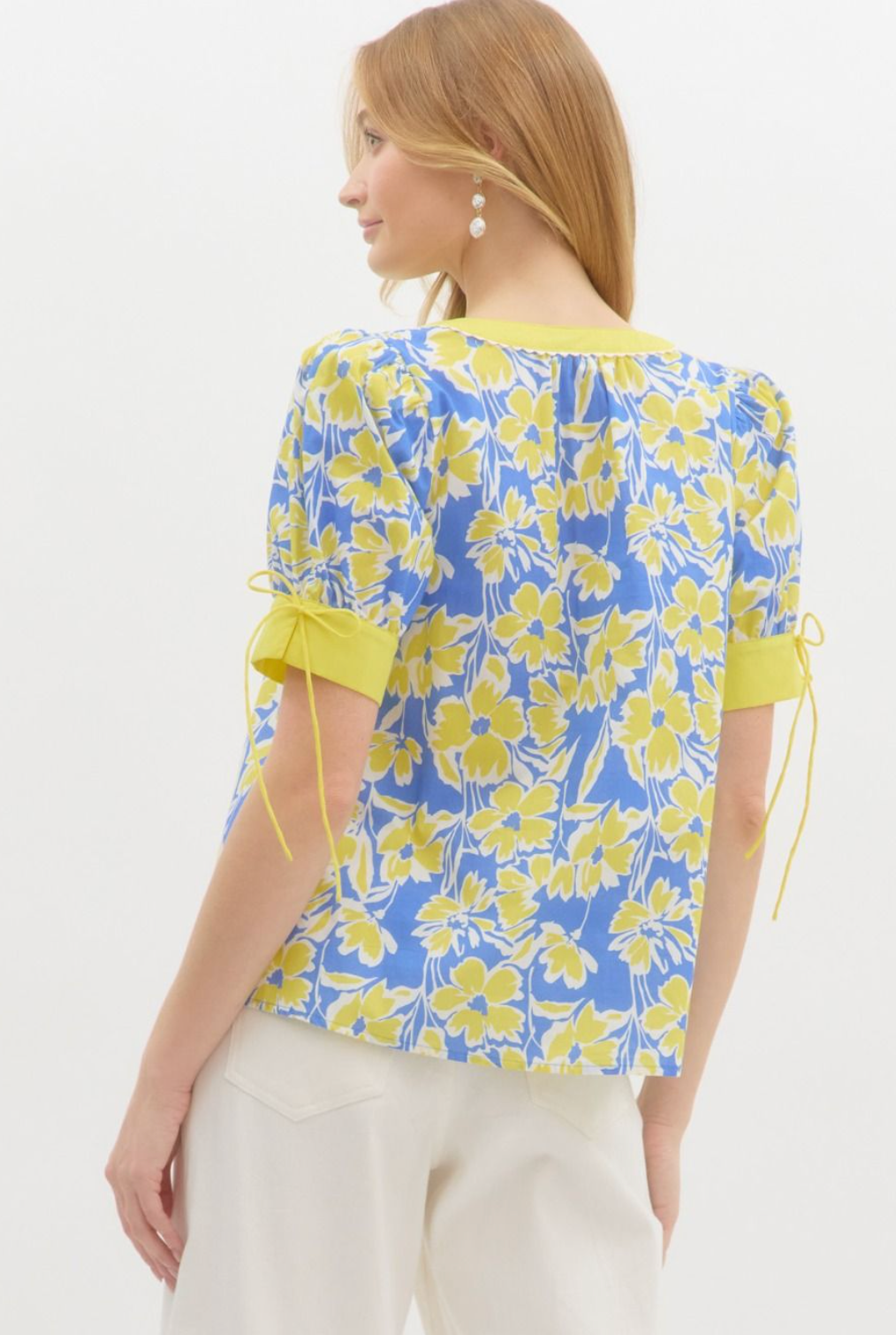 Blue and Yellow Floral Top
