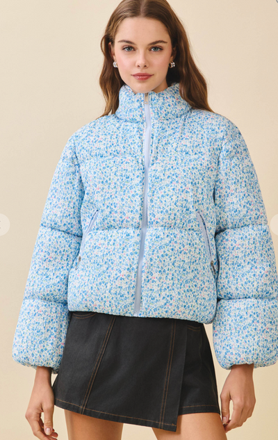 Ditsy Floral Printed Puffer Jacket