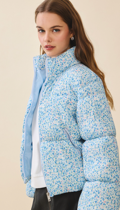 Ditsy Floral Printed Puffer Jacket