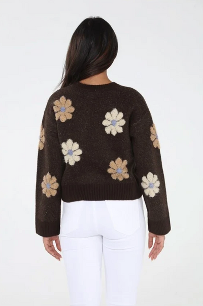 Brown Meadow Floral Sweater