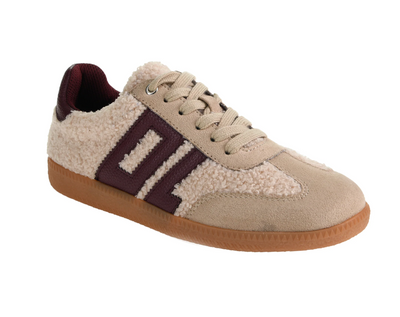Trackstar Sneaker- Taupe/Burgundy