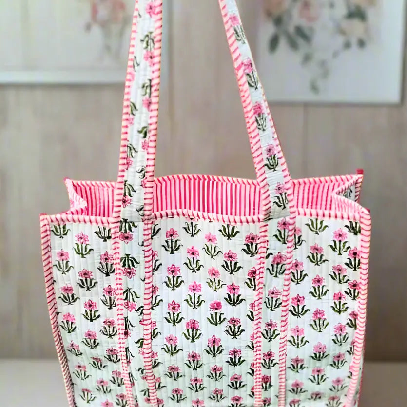 Nash Grey Floral Print Tote Bag