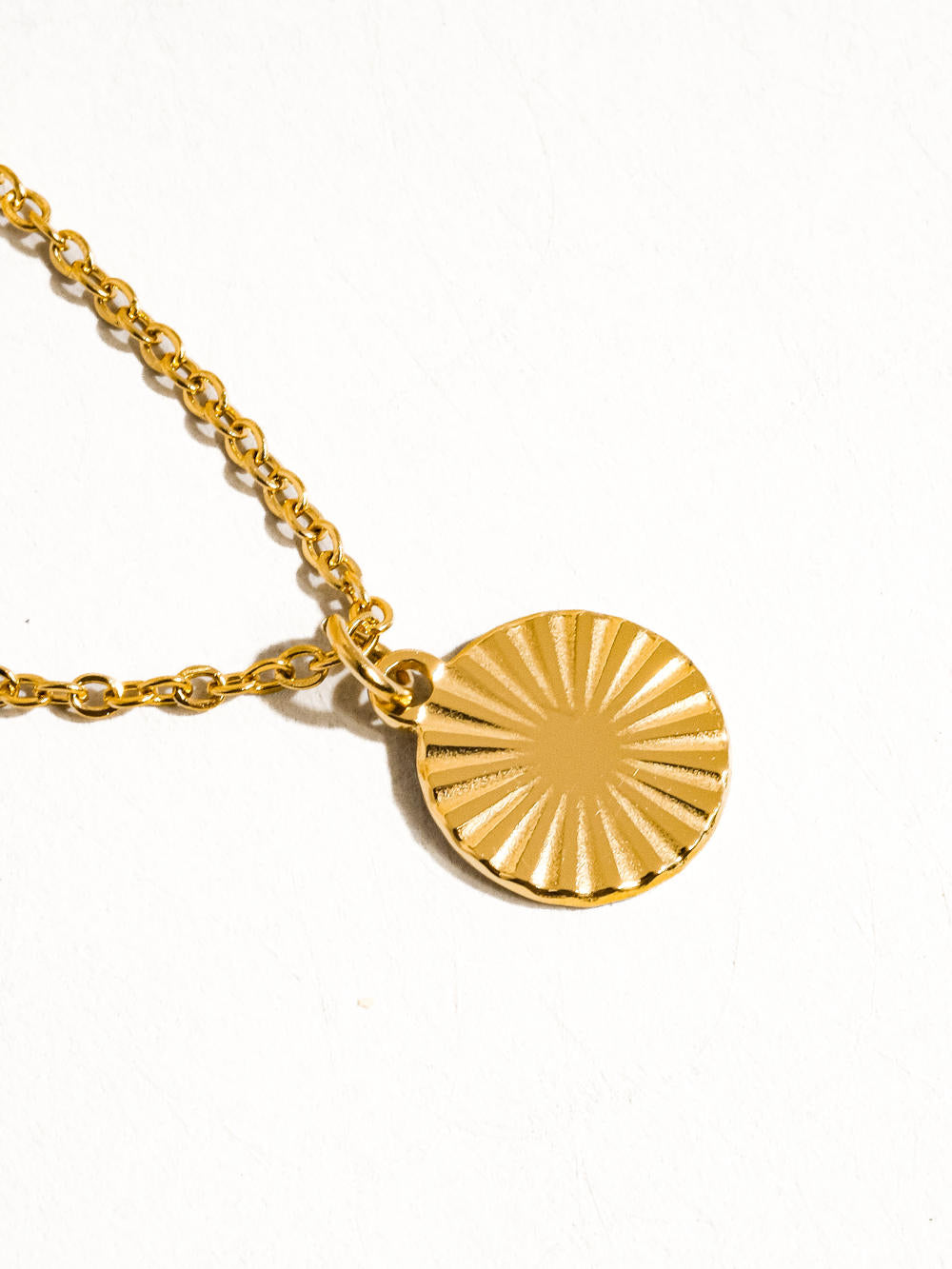 Miraz 18k Gold Non-Tarnish Round Sun Necklace