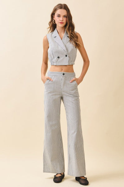 Vertical Pinstripe High Waisted Pants