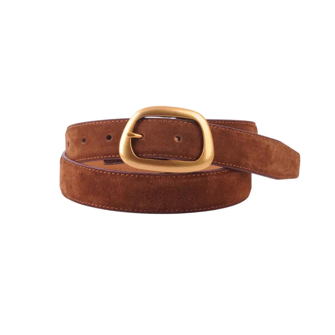 Suede Belt With Asymmetrical Buckle