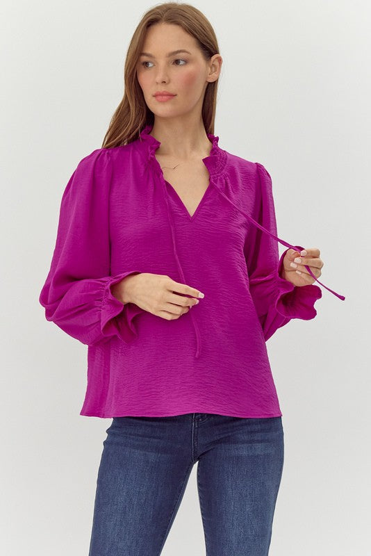 Magenta Poet Sleeve Top