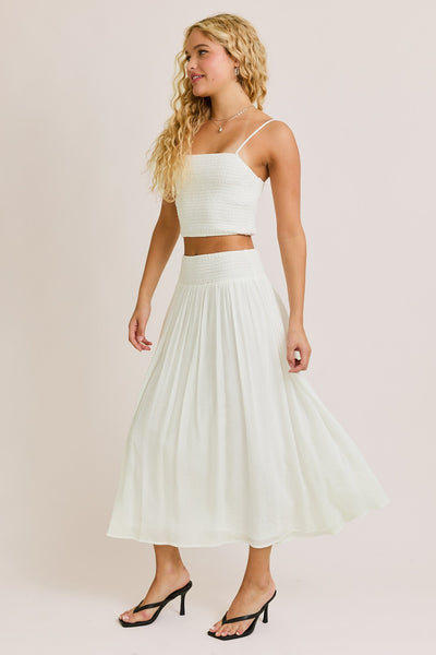 Smocked Crop Top & Midi Skirt Set