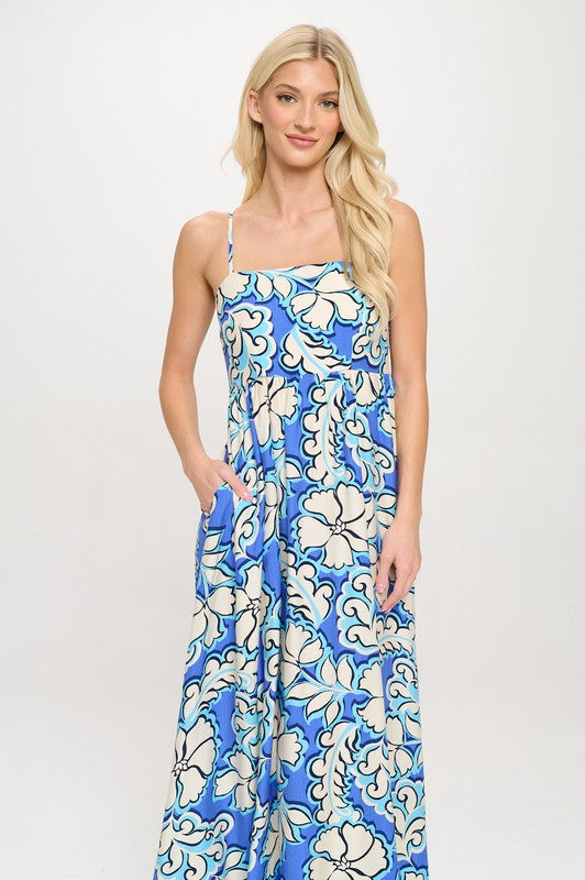 Azure Bloom Maxi Dress