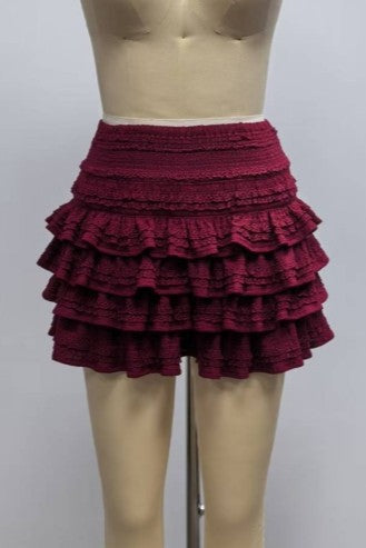 Garnet Layered Smocked Waistband Flounce Skort