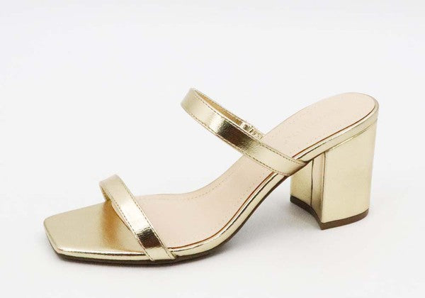 Double Band Strappy Heel- Gold